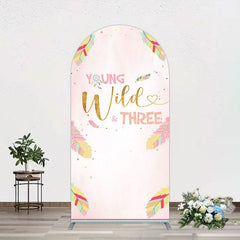 Aperturee - Aperturee Sweet Feather Young Wild Three Birthday Arch Backdrop