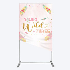 Aperturee - Aperturee Sweet Feather Young Wild Three Birthday Rectangle Backdrop