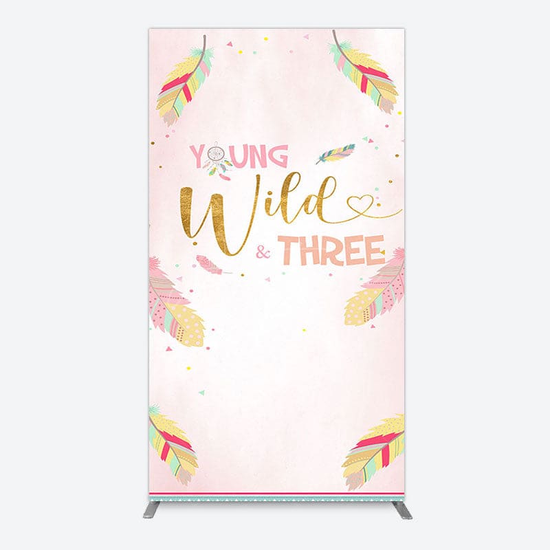 Aperturee - Aperturee Sweet Feather Young Wild Three Birthday Rectangle Backdrop