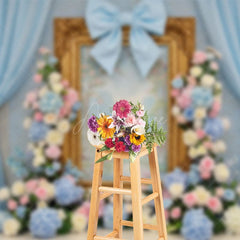 Aperturee - Aperturee Sweet Floral Bows Curtain Fine Art Wedding Backdrop