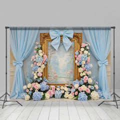 Aperturee - Aperturee Sweet Floral Bows Curtain Fine Art Wedding Backdrop
