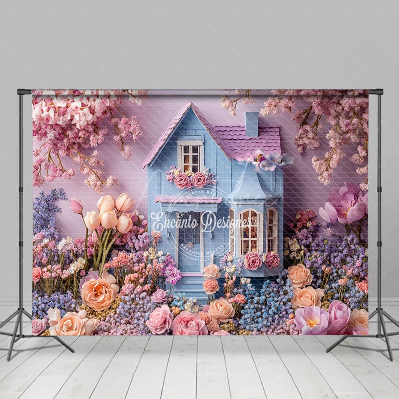 Aperturee - Aperturee Sweet Floral Warm Color House Spring Photo Backdrop