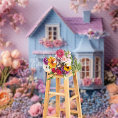 Aperturee - Aperturee Sweet Floral Warm Color House Spring Photo Backdrop