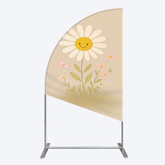 Aperturee - Aperturee Sweet Flower Butterfly Happy Birthday Half Moon Arch Backdrop