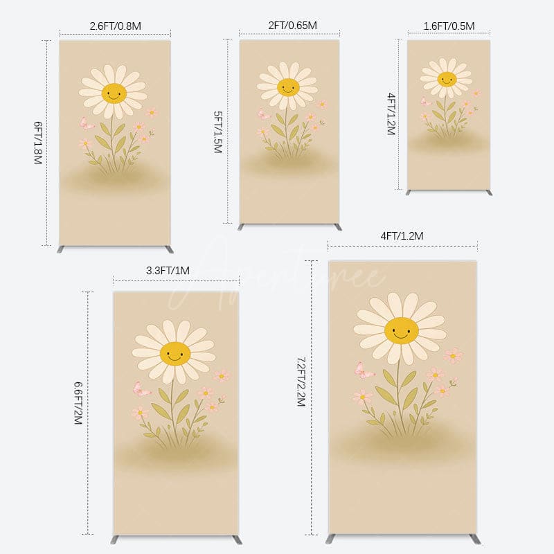 Aperturee - Aperturee Sweet Flower Butterfly Happy Birthday Rectangle Backdrop