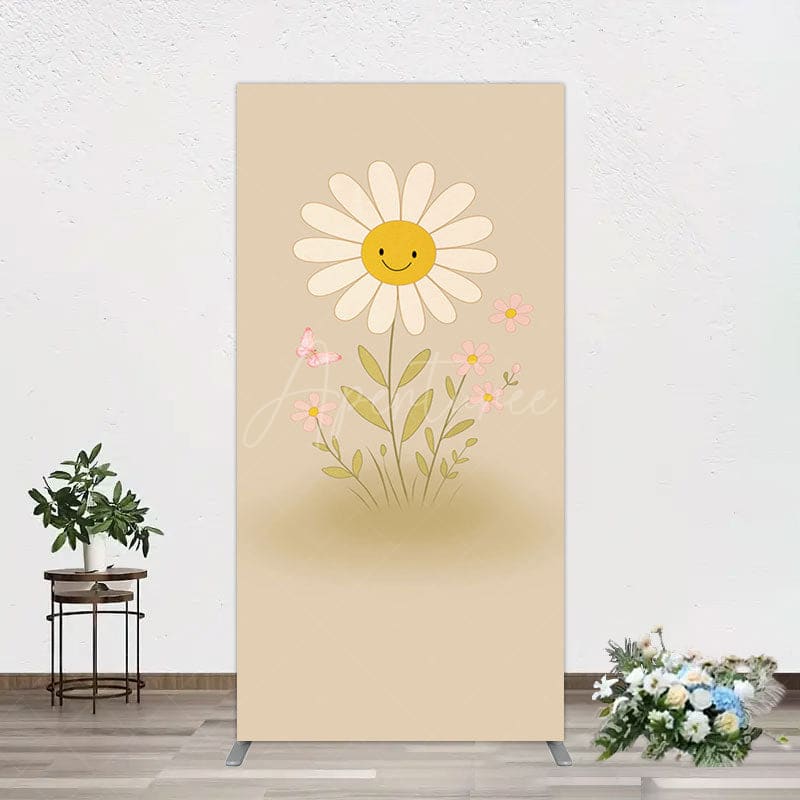 Aperturee - Aperturee Sweet Flower Butterfly Happy Birthday Rectangle Backdrop