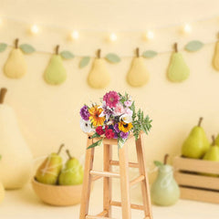 Aperturee - Aperturee Sweet Fresh Pears Lights Photo Cake Smash Backdrop