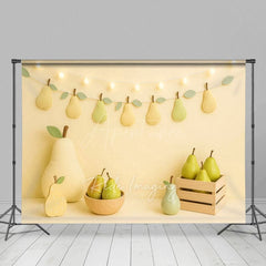 Aperturee - Aperturee Sweet Fresh Pears Lights Photo Cake Smash Backdrop
