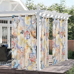 Aperturee - Aperturee Sweet Fresh Rose Waterproof Printed Outdoor Curtains