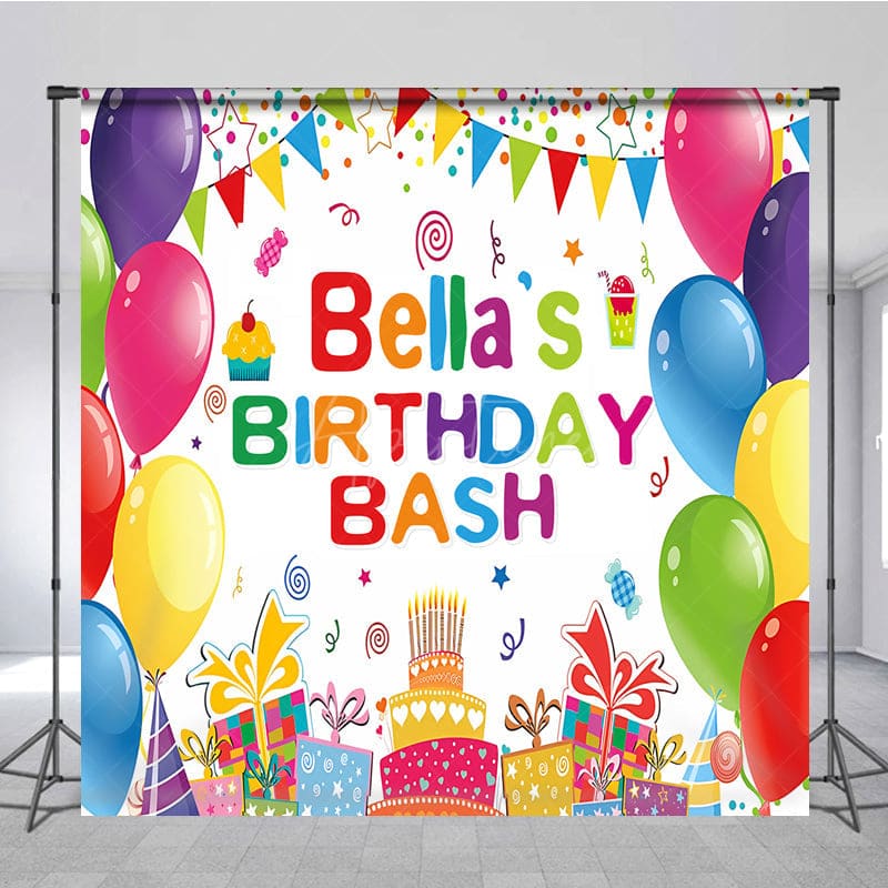 Aperturee - Aperturee Sweet Gift Balloon Flags Custom Birthday Backdrop