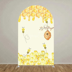 Aperturee - Aperturee Sweet Honey Bee Baby Shower Backdrop Baby On The Way Gender Reveal Decor Spring Themed Photo Arch