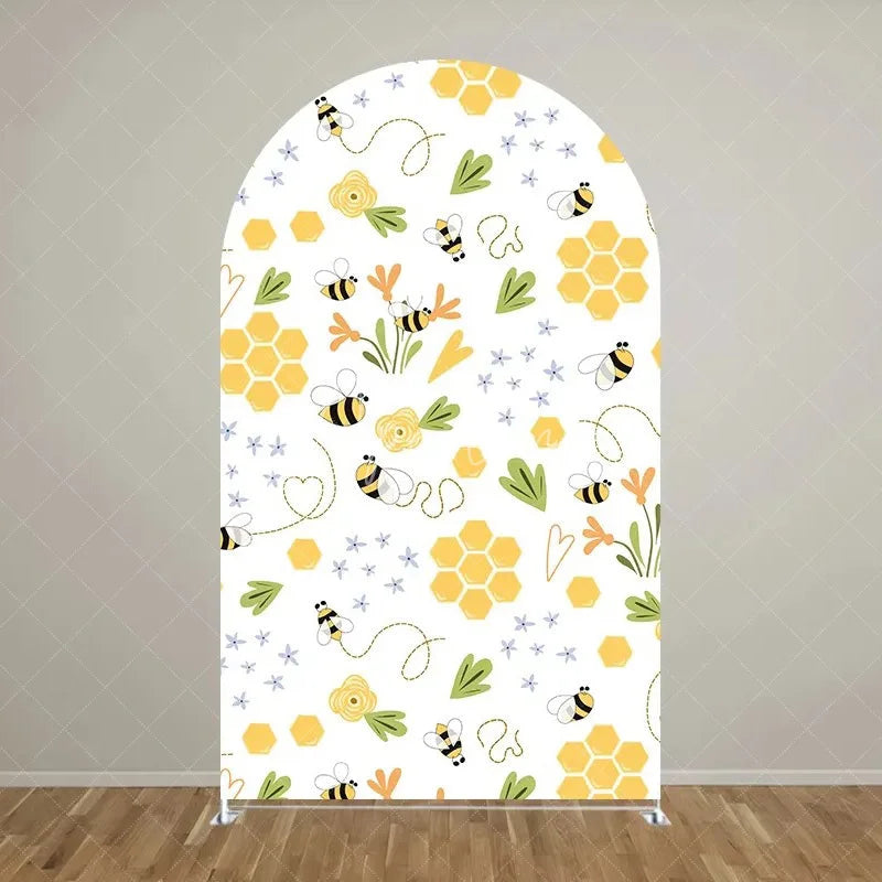 Aperturee - Aperturee Sweet Honey Bee Baby Shower Backdrop Baby On The Way Gender Reveal Decor Spring Themed Photo Arch