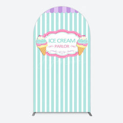 Aperturee - Aperturee Sweet Ice Cream Parlor Happy Birthday Arch Backdrop