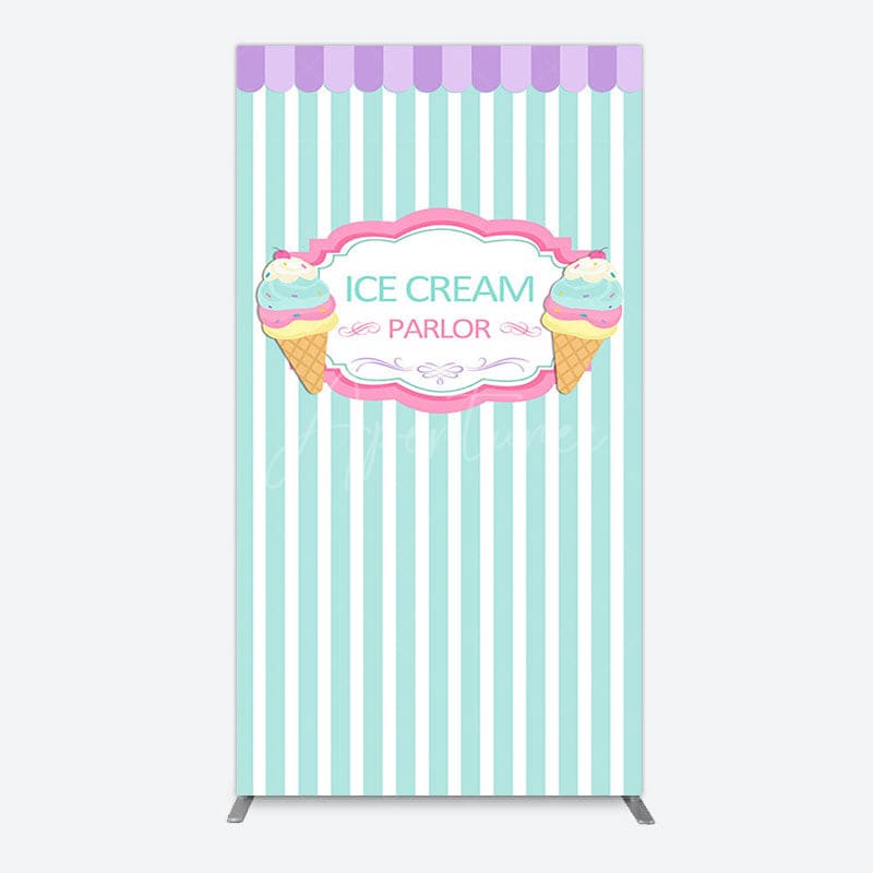 Aperturee - Aperturee Sweet Ice Cream Parlor Happy Birthday Rectangle Backdrop