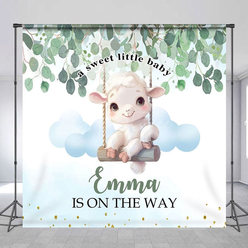 Aperturee - Aperturee Sweet Little Baby Lamp Custom Name Baby Shower Backdrop