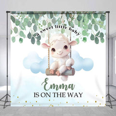 Aperturee - Aperturee Sweet Little Baby Lamp Custom Name Baby Shower Backdrop