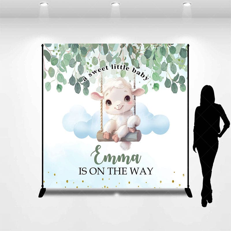 Aperturee - Aperturee Sweet Little Baby Lamp Custom Name Baby Shower Backdrop