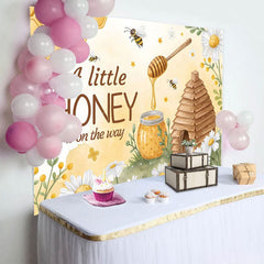 Aperturee - Aperturee Sweet Little Honey Cabin Floral Baby Shower Backdrop