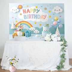 Aperturee - Aperturee Sweet Lovely Baby Blue Sky Happy Birthday Backdrop