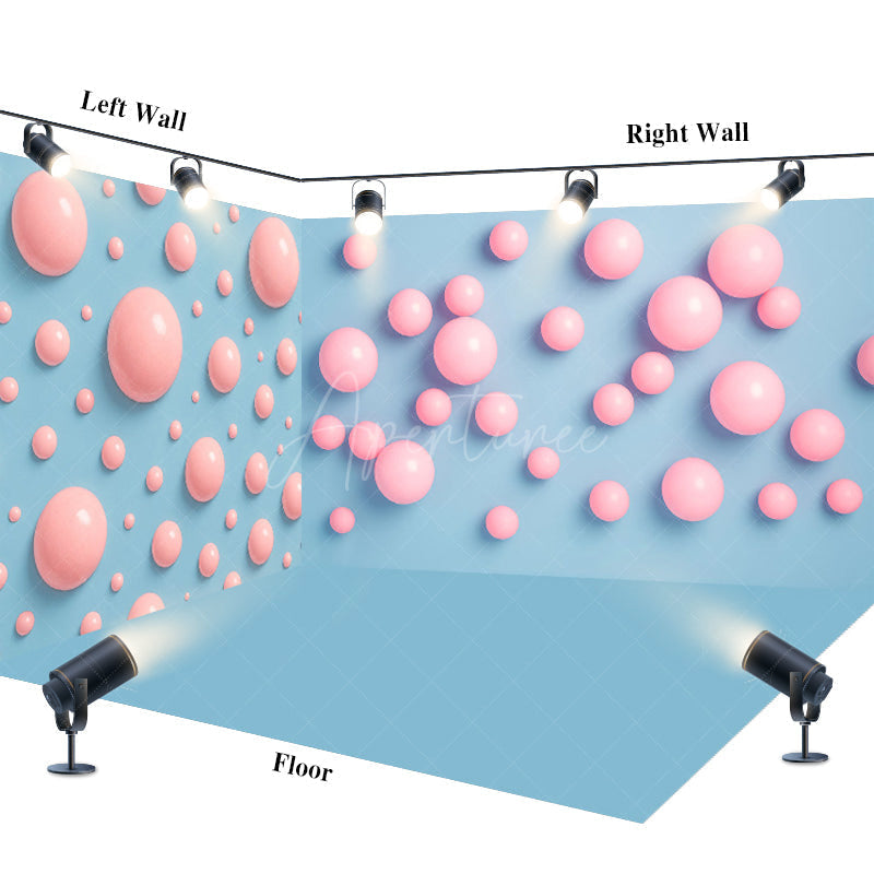 Aperturee - Aperturee Sweet Macaron Color Scheme Bubbles Room Set Backdrop