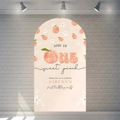 Aperturee - Aperturee Sweet Peach Spring Birthday Backdrop Blossom Floral Arch Decor for Girls Garden Party Photo Booth Background