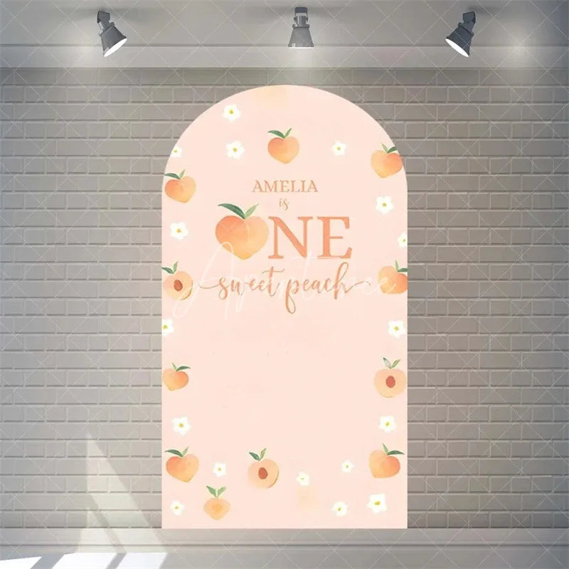 Aperturee - Aperturee Sweet Peach Spring Birthday Backdrop Blossom Floral Arch Decor for Girls Garden Party Photo Booth Background
