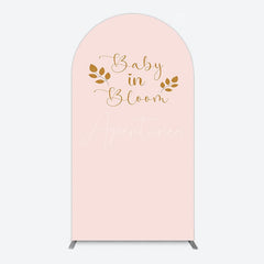 Aperturee - Aperturee Sweet Pink Boho Leaves Baby Shower Arch Backdrop