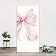 Aperturee - Aperturee Sweet Pink Bow Simple Happy Birthday Rectangle Backdrop