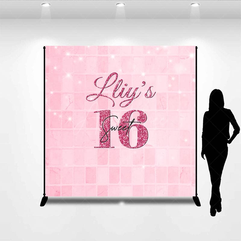 Aperturee - Aperturee Sweet Pink Glitter Bokeh Custom Birthday Backdrop
