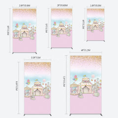 Aperturee - Aperturee Sweet Pink Glitter Circus Birthday Rectangle Backdrop