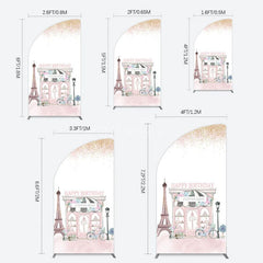 Aperturee - Aperturee Sweet Pink Paris French Cafe Birthday Half Moon Arch Backdrop