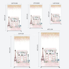 Aperturee - Aperturee Sweet Pink Paris French Cafe Birthday Rectangle Backdrop