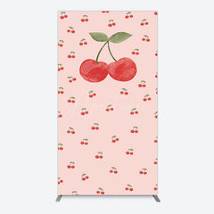 Aperturee - Aperturee Sweet Pink Red Cherry Happy Birthday Rectangle Backdrop