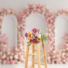 Aperturee - Aperturee Sweet Pink Triple Arch Door Elegant Wedding Backdrop