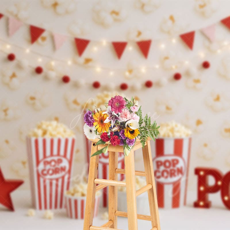 Aperturee - Aperturee Sweet Popcorn Wall Lights Photo Cake Smash Backdrop