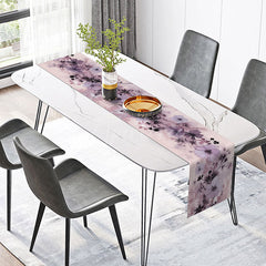 Aperturee - Aperturee Sweet Purple Floral Table Runner in an Ink Wash Painting Style Elegant Botanical Decor for Kitchen or Dining