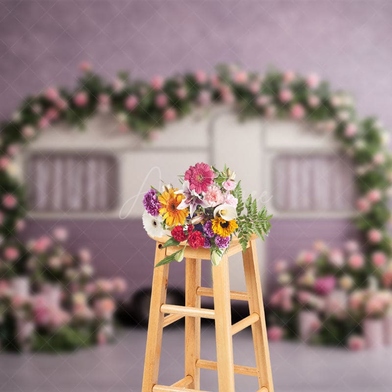 Aperturee - Aperturee Sweet Purple Motor Home Floral Wedding Backdrop