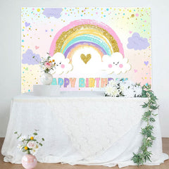 Aperturee - Aperturee Sweet Rainbow Color Glitter Sky Birthday Backdrop