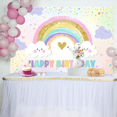 Aperturee - Aperturee Sweet Rainbow Color Glitter Sky Birthday Backdrop