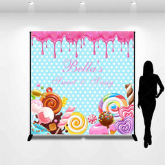 Aperturee - Aperturee Sweet Sassy Candyland Custom Name Birthday Backdrop