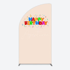 Aperturee - Aperturee Sweet Simple Happy Birthday Nude Color Half Moon Arch Backdrop