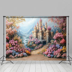 Aperturee - Aperturee Sweet Spring Floral Castle Fine Art Wedding Backdrop