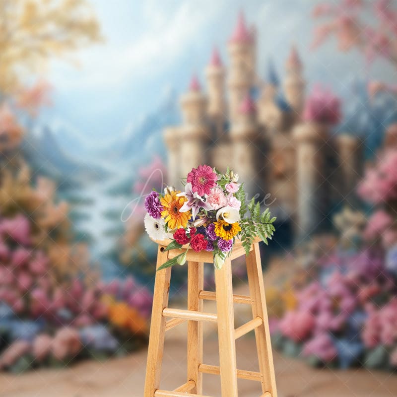 Aperturee - Aperturee Sweet Spring Floral Castle Fine Art Wedding Backdrop