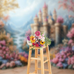 Aperturee - Aperturee Sweet Spring Floral Castle Fine Art Wedding Backdrop
