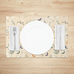 Aperturee - Aperturee Sweet Spring Floral Scene Placemats Set of 4 for Garden Party and Cheerful Kitchen Dining Table Decor