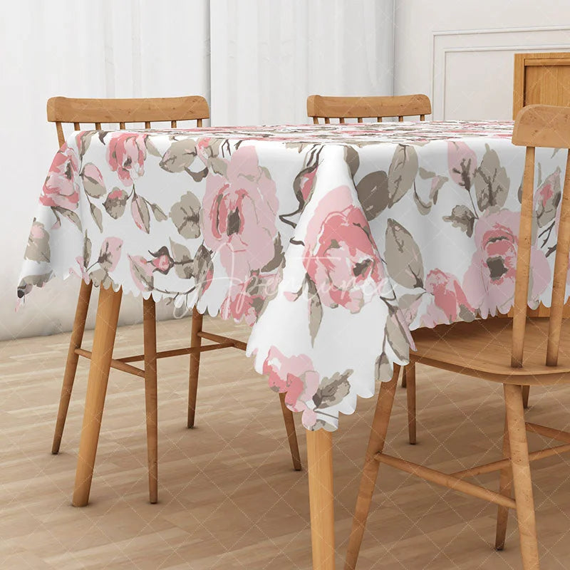 Sweet Spring Tablecloth with Floral Drawings, for Garden Party, Bridal ...
