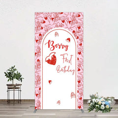 Aperturee - Aperturee Sweet Strawberry Cute First Birthday Rectangle Backdrop