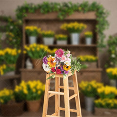 Aperturee - Aperturee Sweet Tulip Cabinet Wooded Yellow Indoor Backdrop