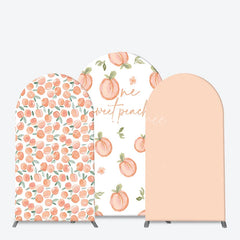 Aperturee - Aperturee Sweet Watercolor Peach Pattern Arch Backdrop Kit One Sweet Peach Text and Solid Blush for First Birthday Party