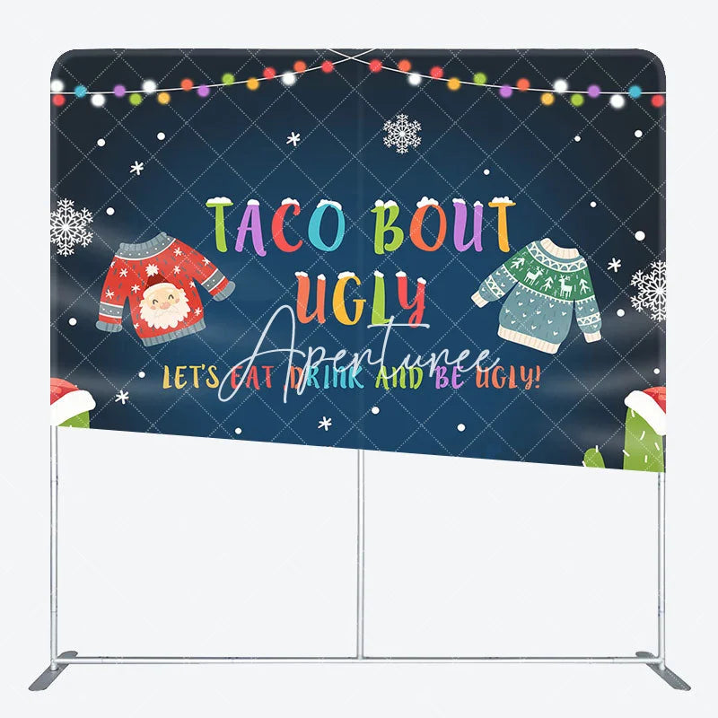 Aperturee - Aperturee Taco Bout Ugly Christmas Square Arch Fabric Backdrop